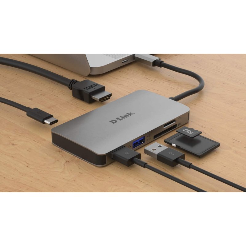D-Link Hub 6 en 1 Lector SD/MicroSD/HDMI 4K/USB-C/USB 3.0